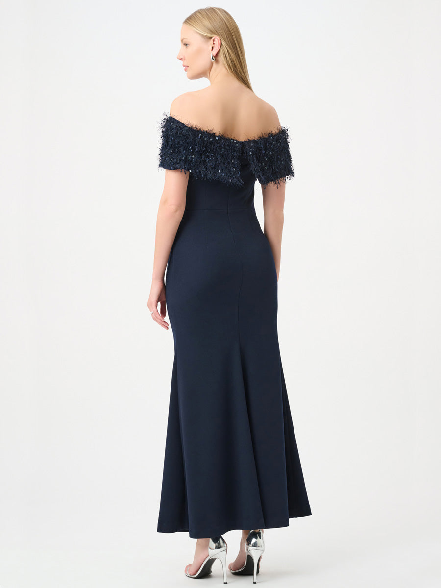 Joseph Ribkoff Off shoulder juhlamekko Tummansininen