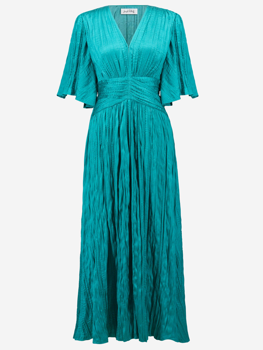 Joseph Ribkoff Pliseerattu Satiinijuhlamekko Turkoosi/Petroli