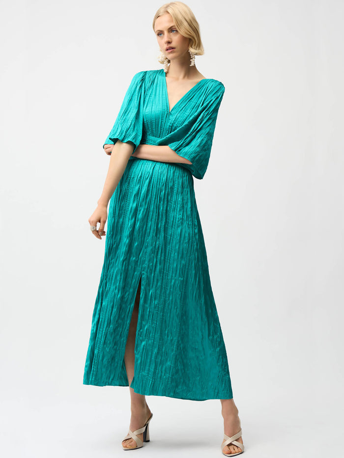 Joseph Ribkoff Pliseerattu Satiinijuhlamekko Turkoosi/Petroli