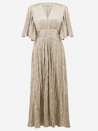 Joseph Ribkoff Pliseerattu Pitkä Satiinijuhlamekko Beige