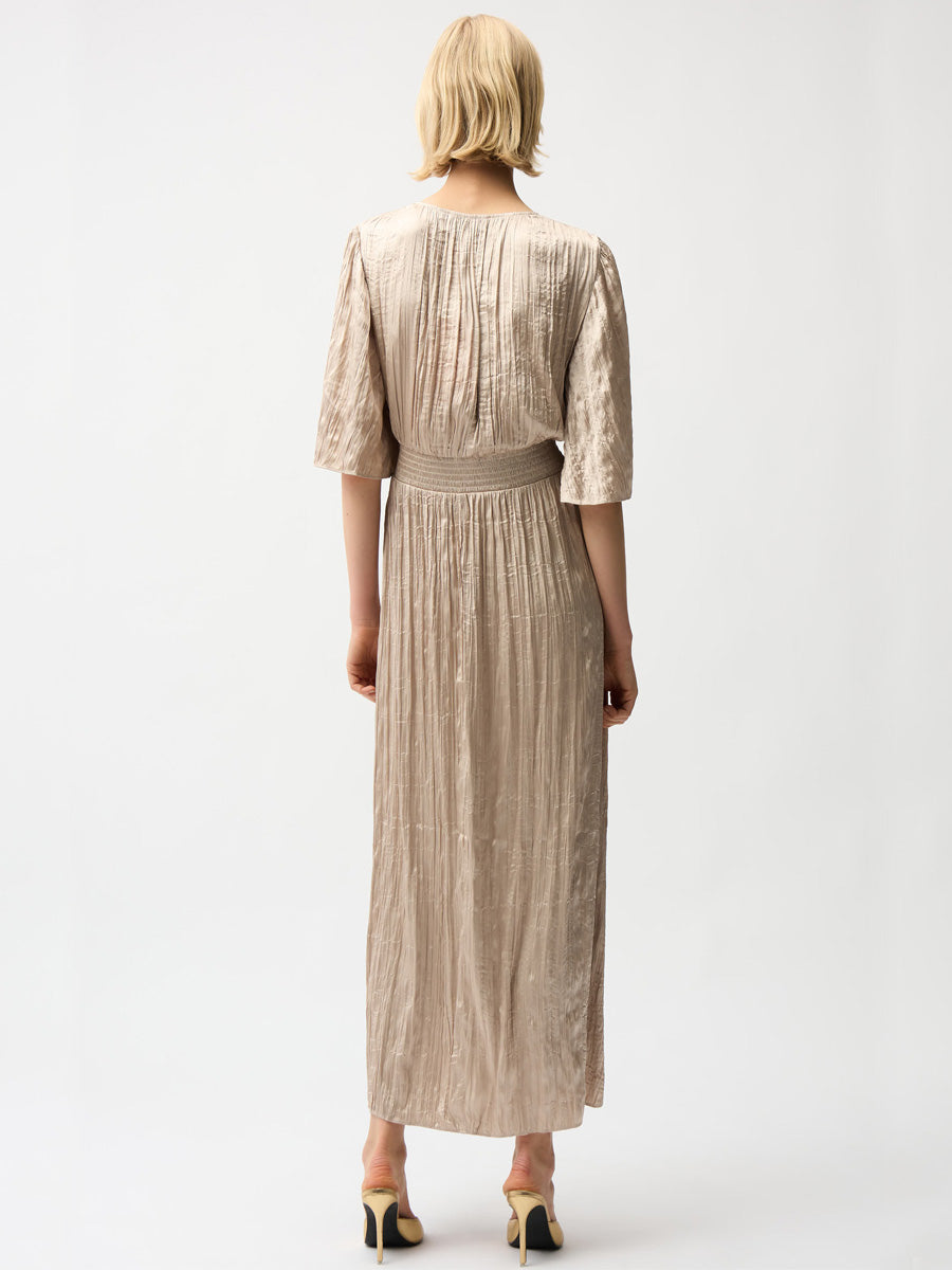 Joseph Ribkoff Pliseerattu Pitkä Satiinijuhlamekko Beige