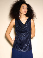 Joseph Ribkoff Sleeveless sequin top Midnight blue