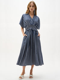 Joseph Ribkoff Raidallinen Mekko Sininen/Valkoinen