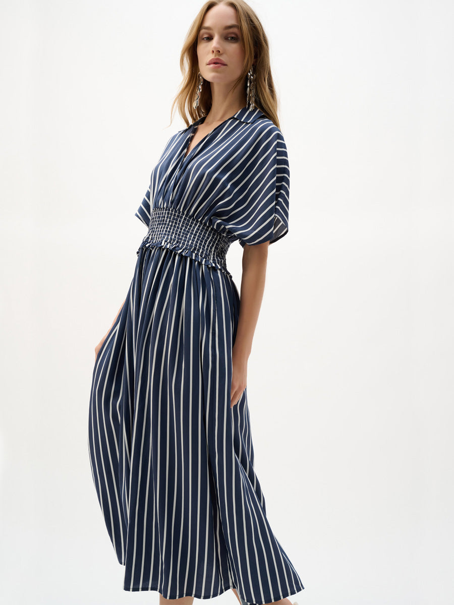 Joseph Ribkoff Raidallinen Mekko Sininen/Valkoinen