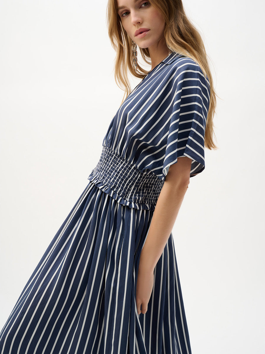 Joseph Ribkoff Raidallinen Mekko Sininen/Valkoinen