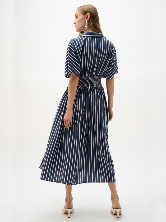 Joseph Ribkoff Raidallinen Mekko Sininen/Valkoinen