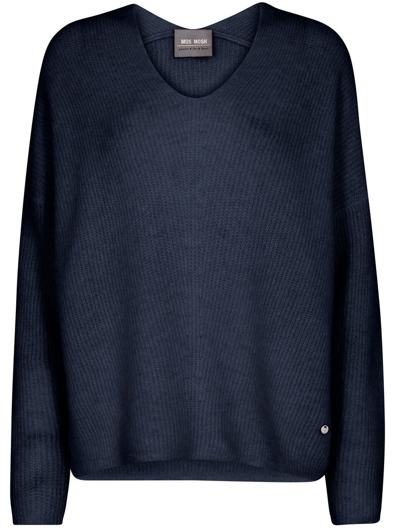 Mos Mosh Thora V-Neck Knit Salute Navy