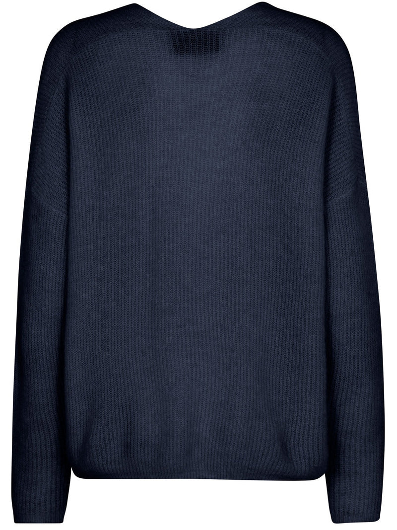 Mos Mosh Thora V-Neck Knit Salute Navy