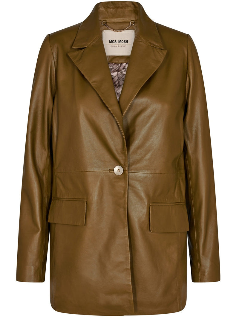 Mos Mosh Bine Leather Blazer Fir Green