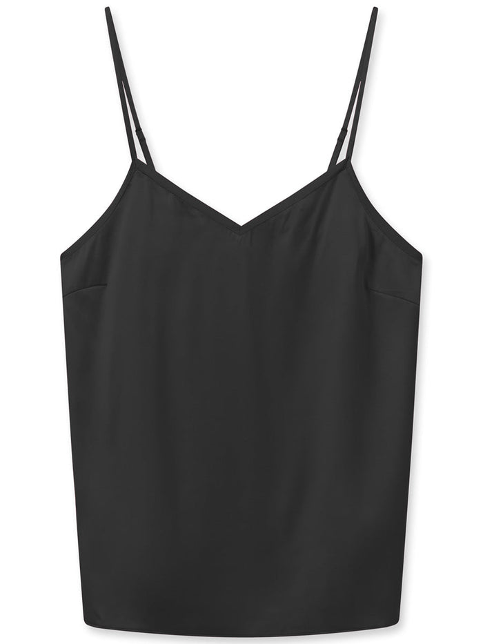 Mos Mosh Ditte Silk Singlet Black Silkkitoppi Musta