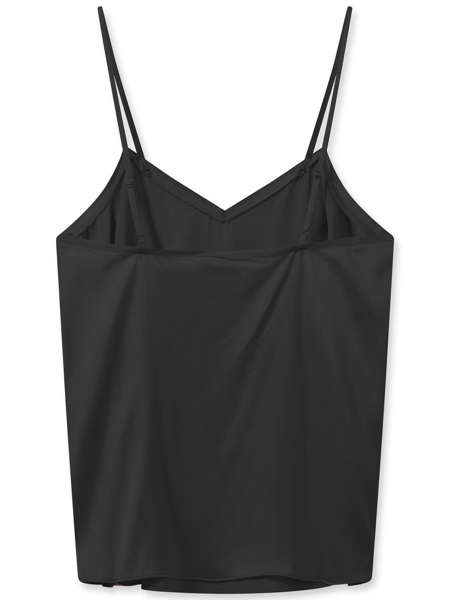 Mos Mosh Ditte Silk Singlet Black Silkkitoppi Musta