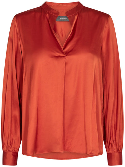 Mos Mosh Enfa Satin Blouse Burnt Ochre