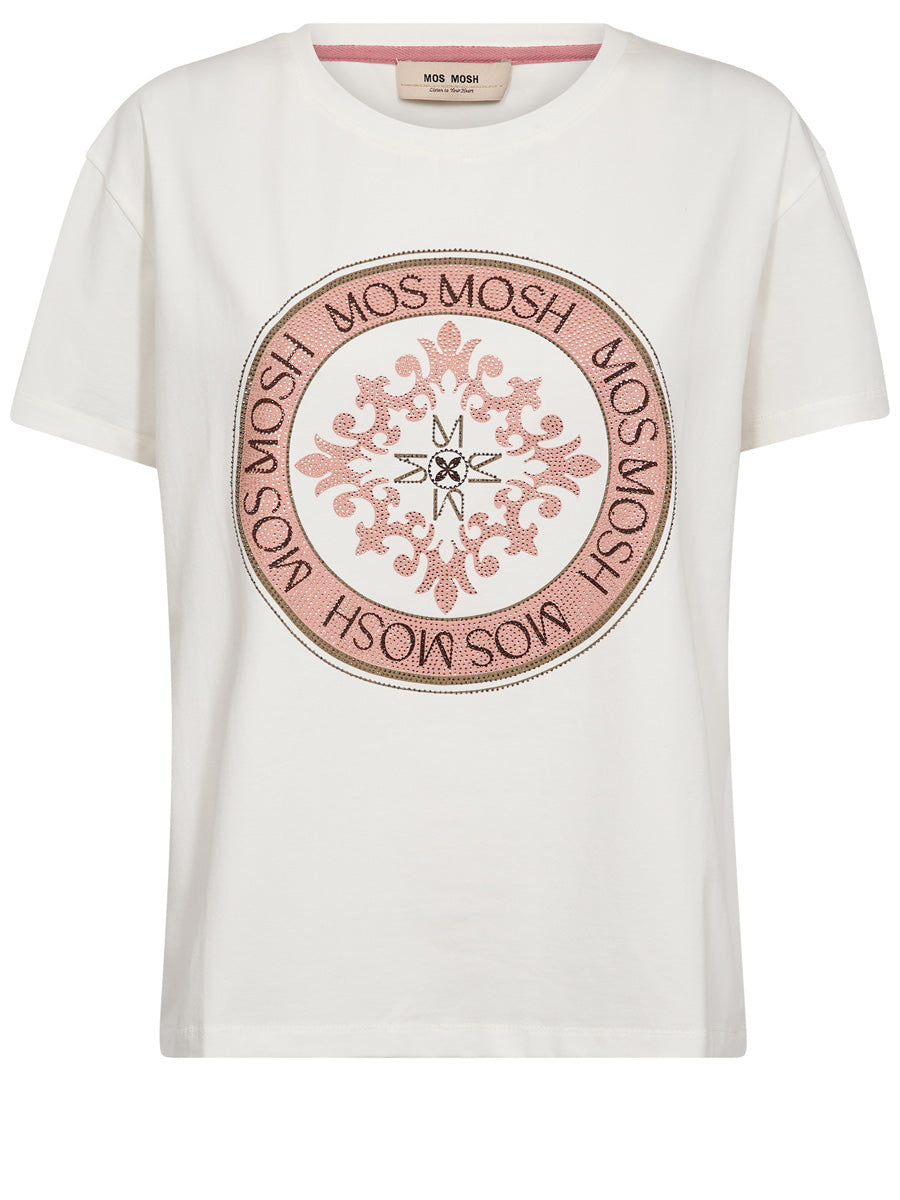 Mos Mosh Judd T-Paita Luonnonvalkoinen/Vaaleanpunainen