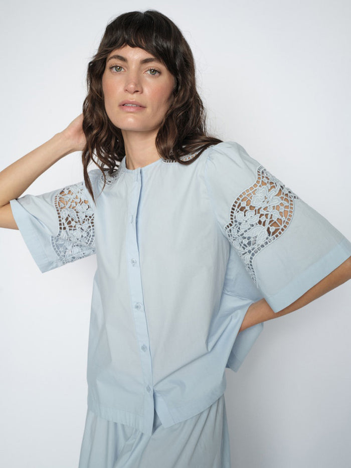 Mos Mosh Rooma Cotoni Pitsipaita Vaaleansininen