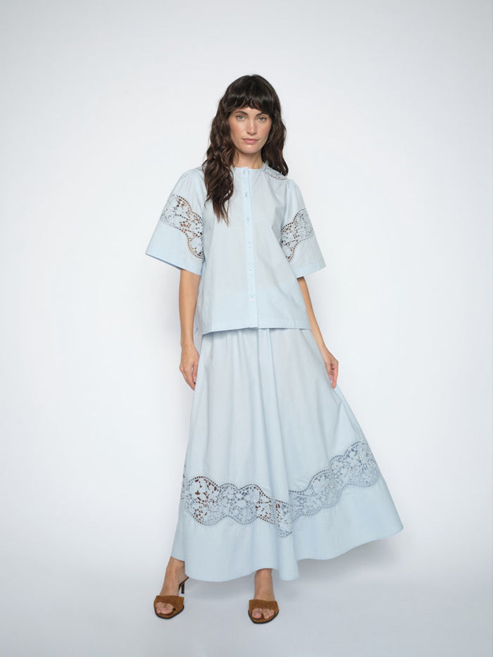 Mos Mosh Rooma Cotoni Pitsipaita Vaaleansininen