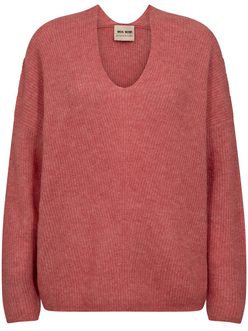 Mos Mosh Thora V-Neck Neule Vaaleanpunainen
