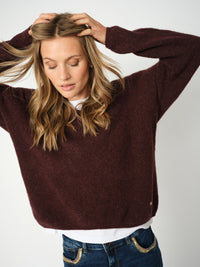 Mos Mosh Thora V-Neck Neule Viininpunainen