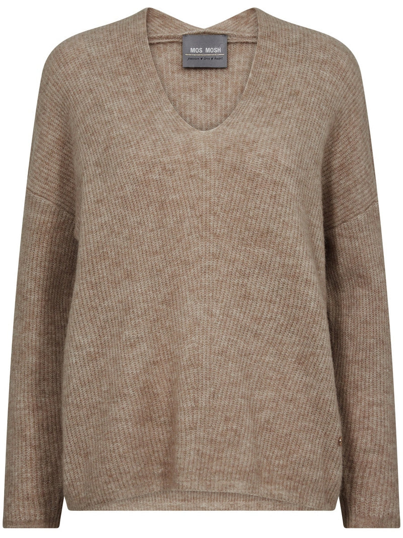 Mos Mosh Thora V-neck Knit Roasted Cashew