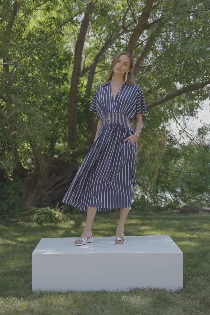 Joseph Ribkoff Raidallinen Mekko Sininen/Valkoinen