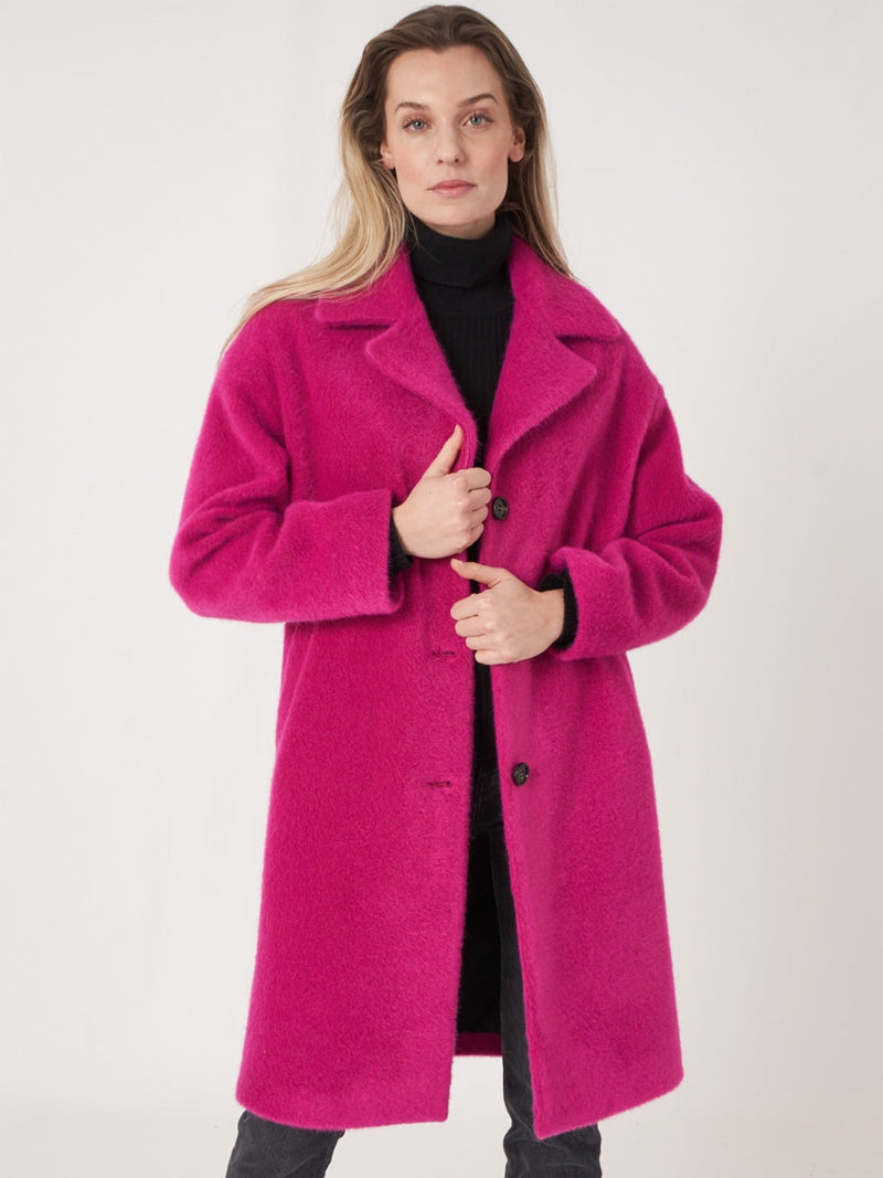 Repeat Cashmere Wool blend coat Jazzy Pink