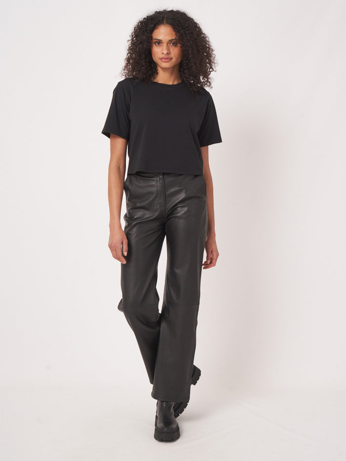 Repeat Cashmere Suorat Nahkahousut Musta
