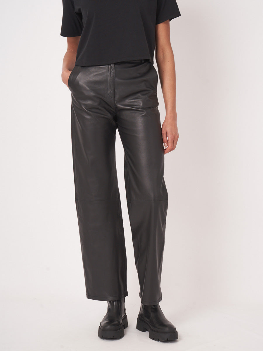 Repeat Cashmere Suorat Nahkahousut Musta
