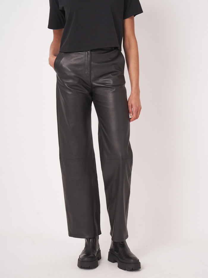 Repeat Cashmere Suorat Nahkahousut Musta