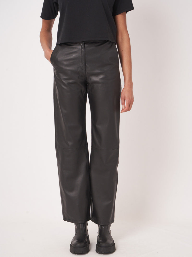 Repeat Cashmere Suorat Nahkahousut Musta