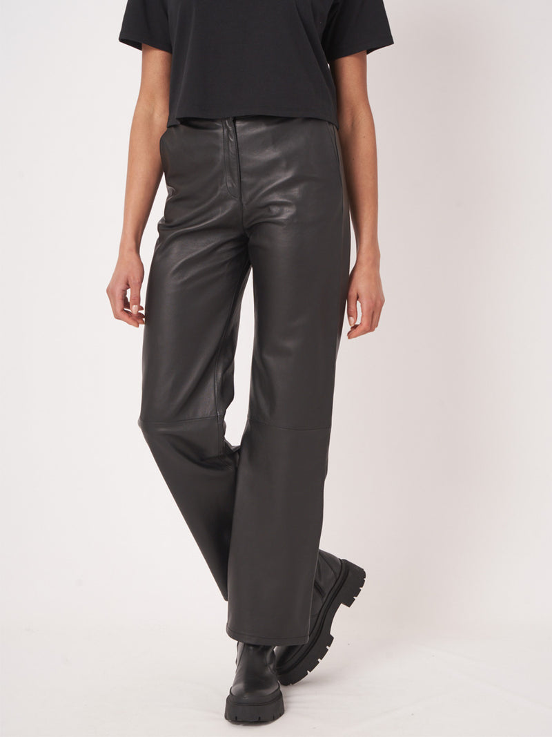 Repeat Cashmere Suorat Nahkahousut Musta