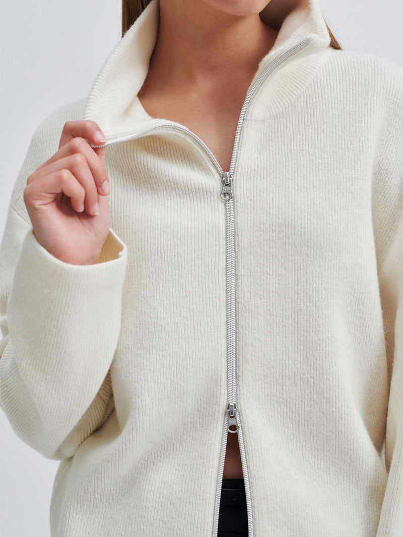 Second Female Alvera Knit Zip T-Neck Vaporous White