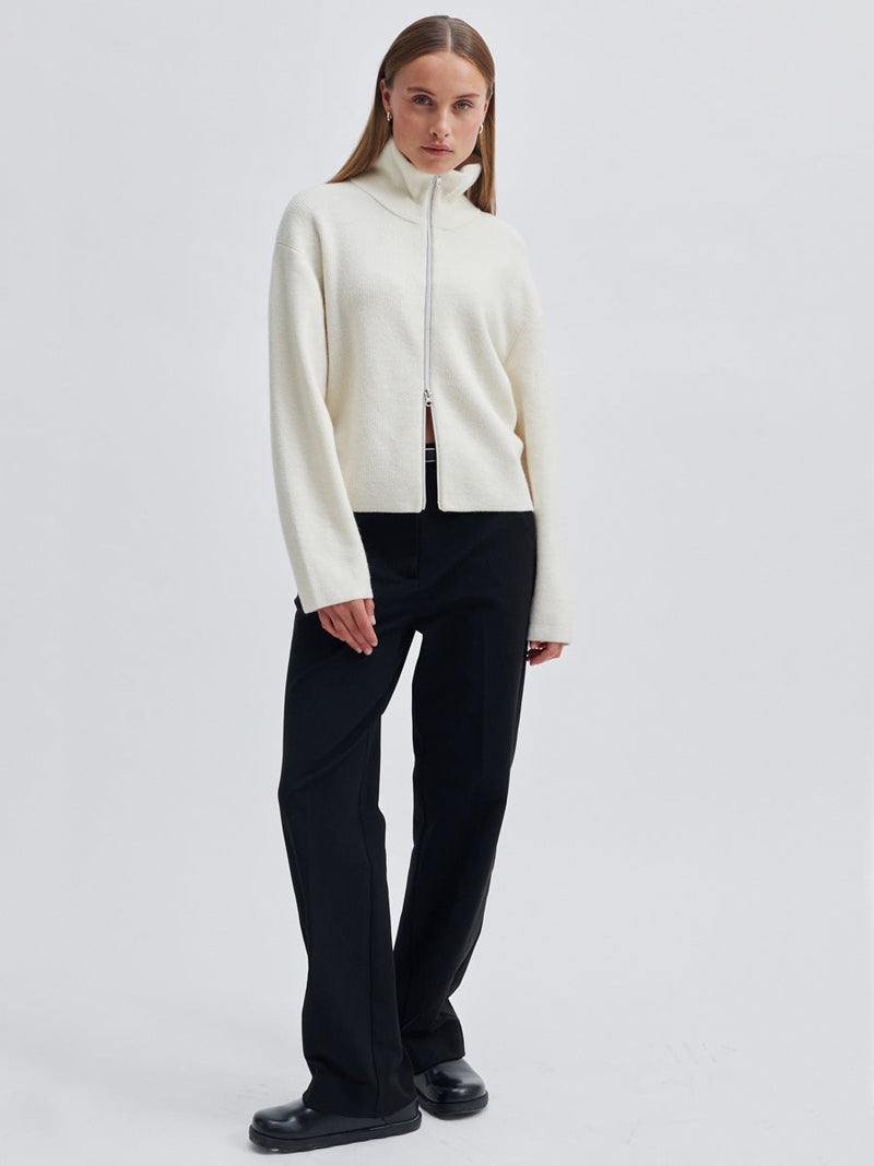 Second Female Alvera Knit Zip T-Neck Vaporous White