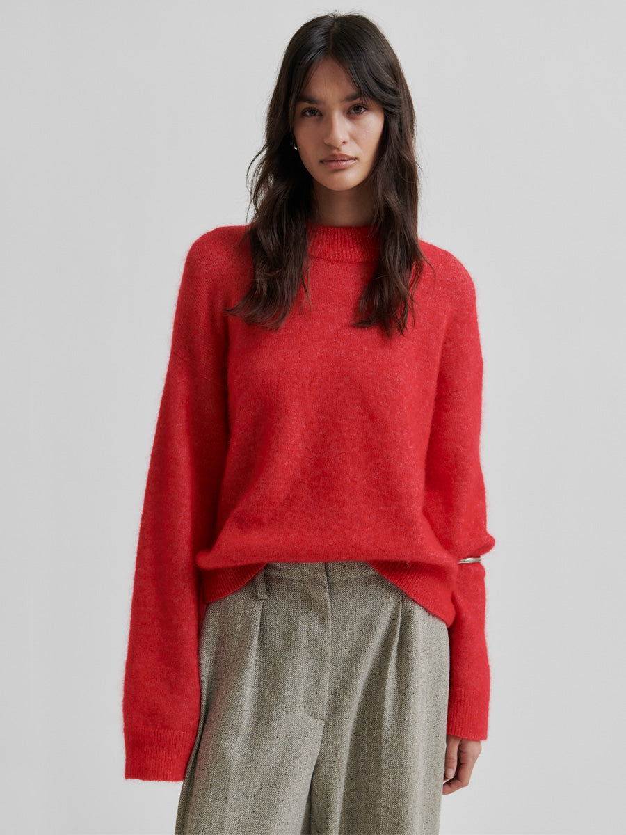 Second Female Brook Knit Drop Shoulder Neule Punainen