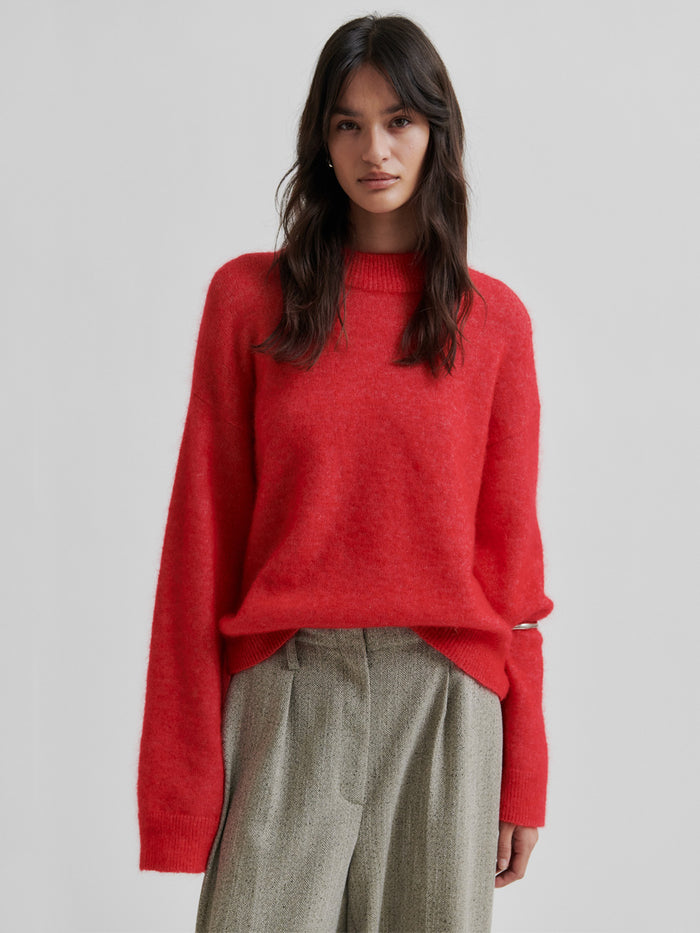Second Female Brook Knit Drop Shoulder Neule Punainen
