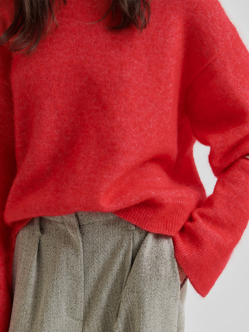 Second Female Brook Knit Drop Shoulder Neule Punainen