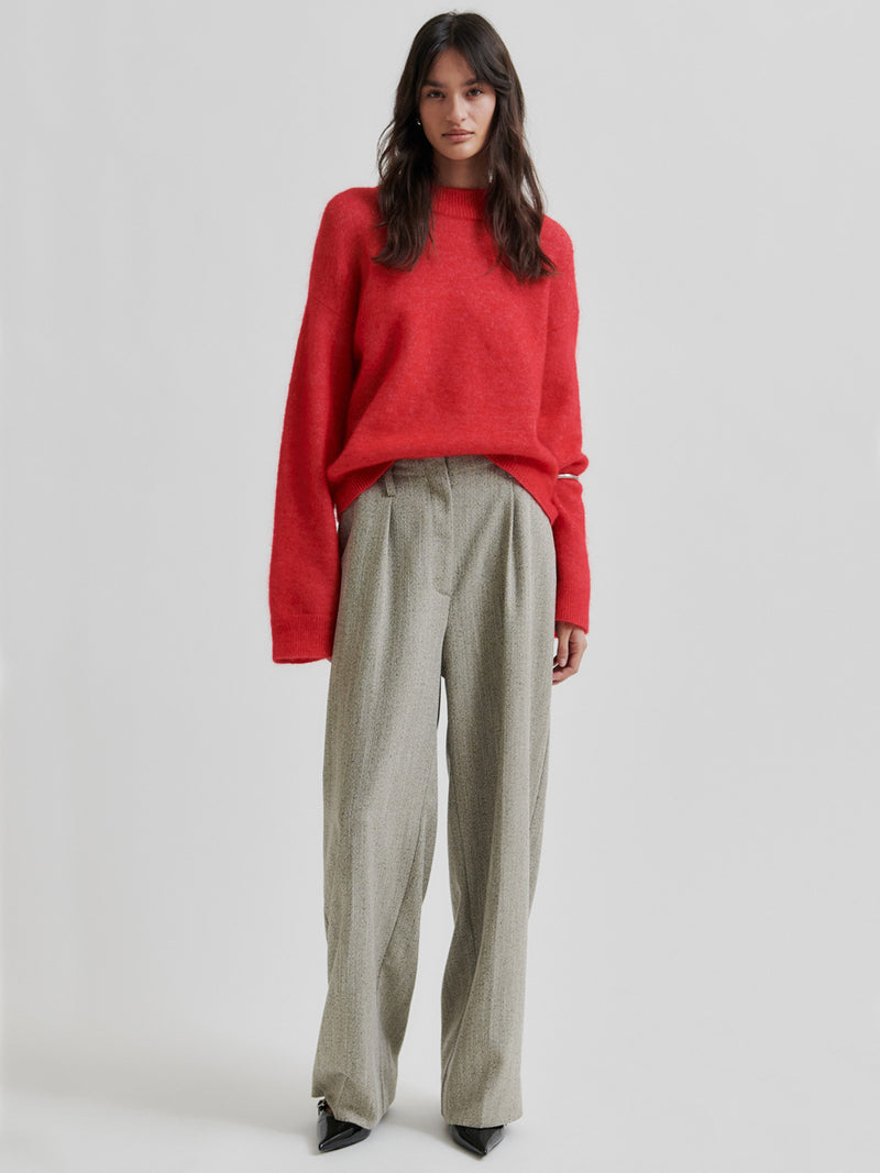 Second Female Brook Knit Drop Shoulder Neule Punainen