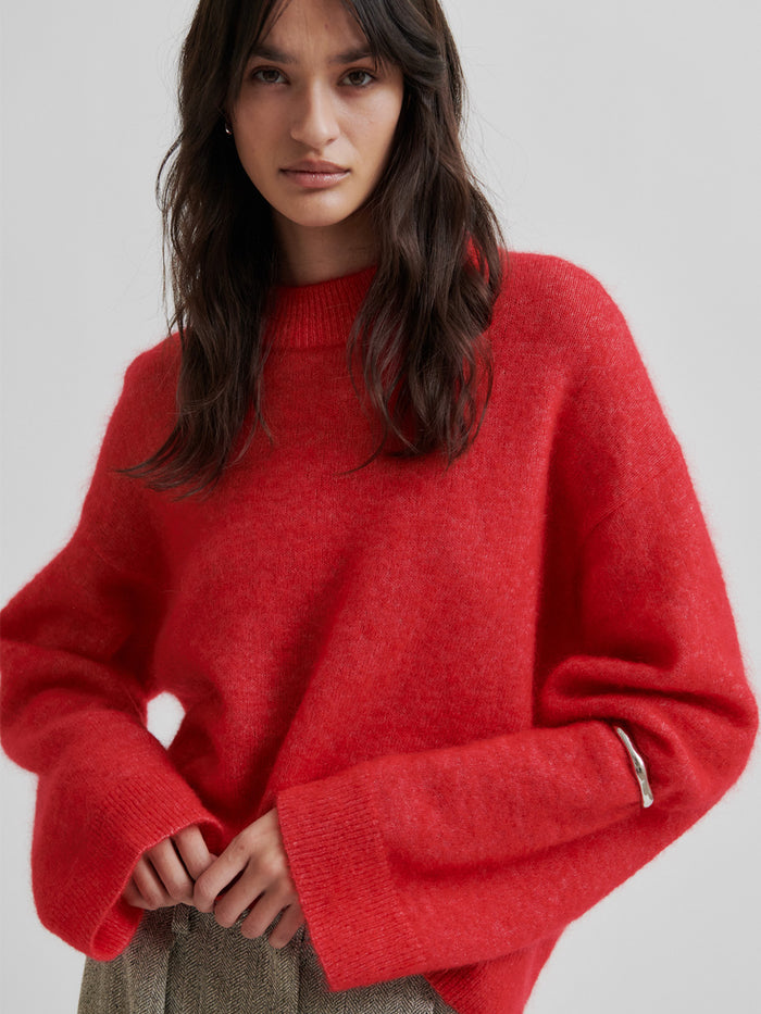 Second Female Brook Knit Drop Shoulder Neule Punainen