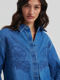 Second Female Cornelia Denim-paita Sininen