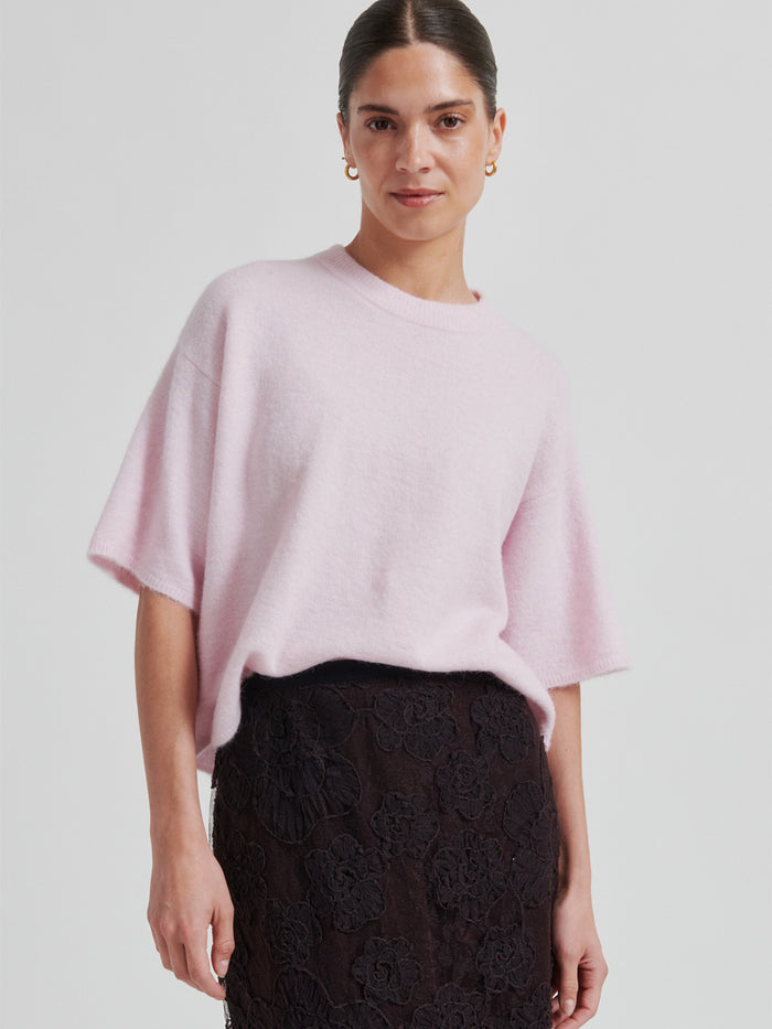 Second Female Gabby Lyhythihainen Neule Vaaleanpunainen