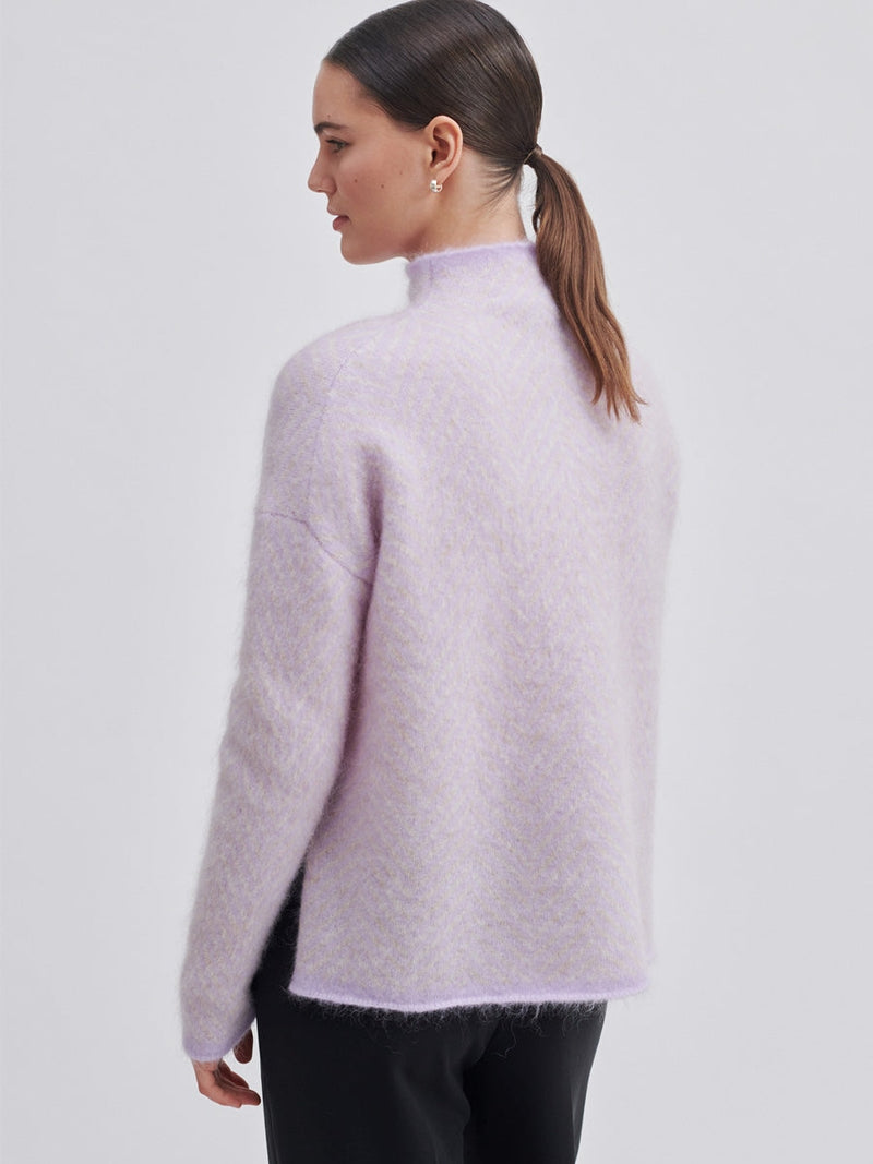 Second Female Herrin Knit New T-Neck Pastel Lilac