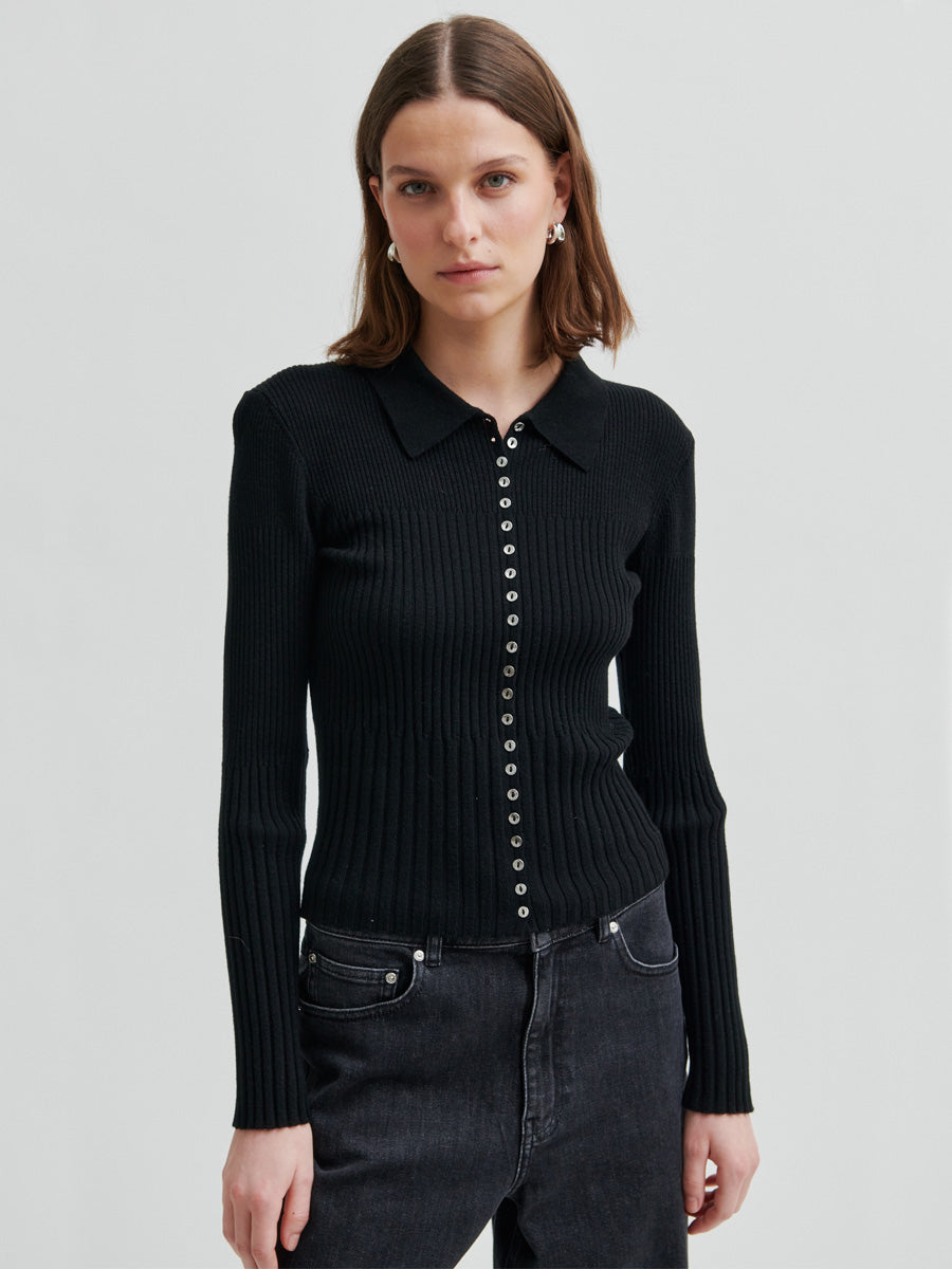 Second Female Jet Knit Neuletakki Musta