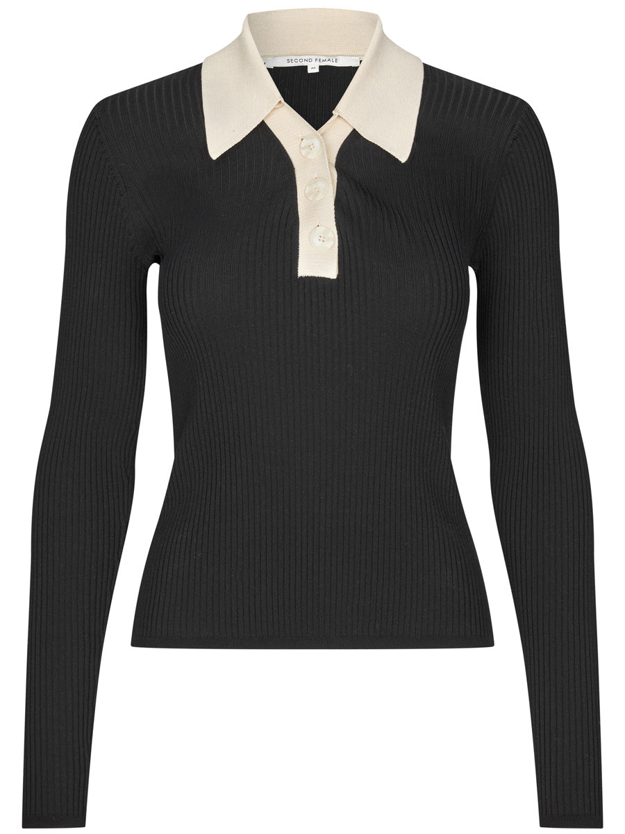 Second Female Josephine Knit Polo Paita Musta