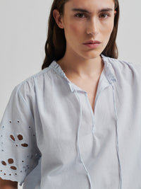 Second Female Limona Broderie Anglaise Pusero Vaaleansininen