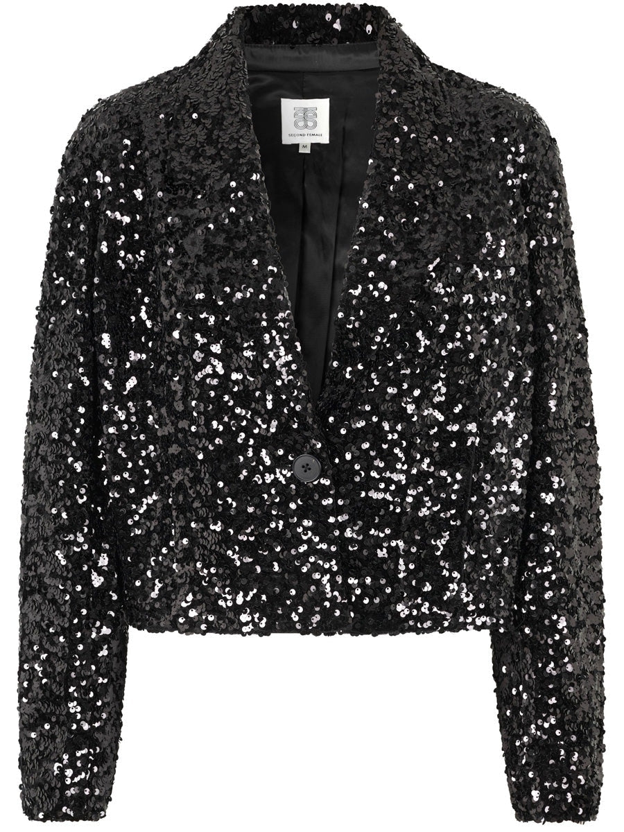 Second Female Luxurious Crop Blazer Black
