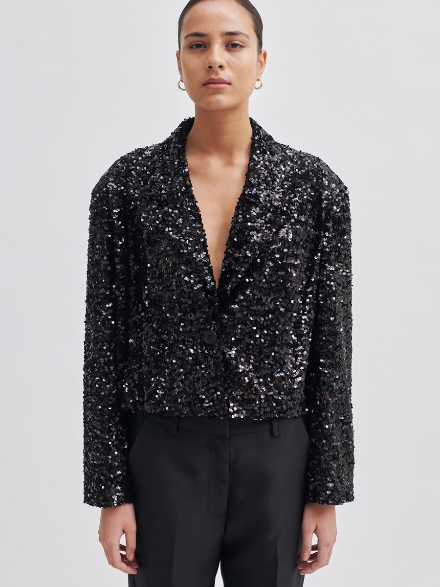 Second Female Luxurious Crop Blazer Black