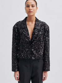 Second Female Luxurious Crop Blazer Black