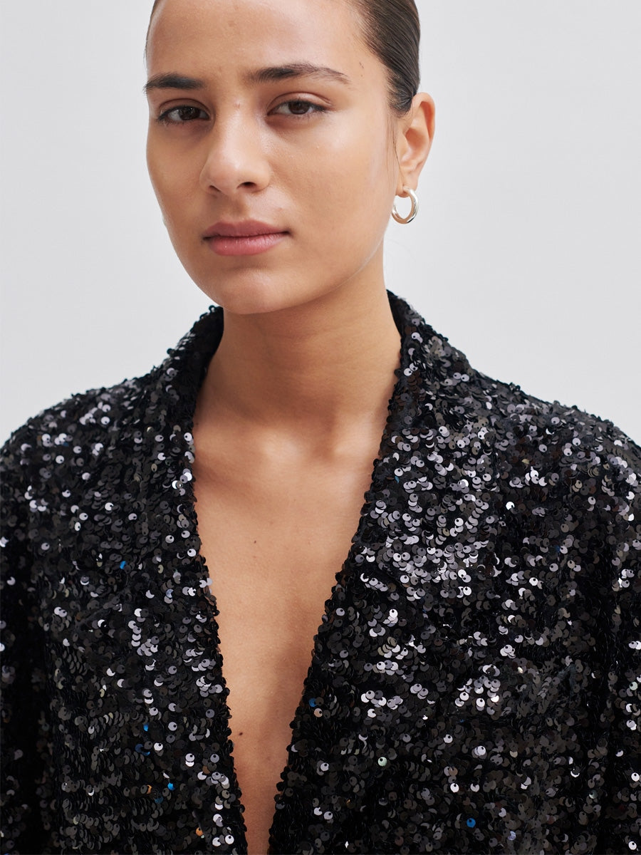 Second Female Luxurious Crop Blazer Black