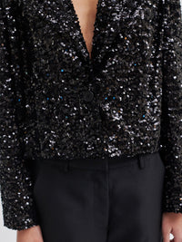 Second Female Luxurious Crop Blazer Black
