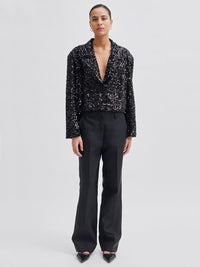 Second Female Luxurious Crop Blazer Black