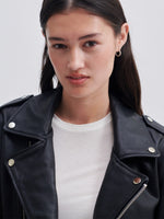 Second Female Rizzo Leather Biker Jacket Black