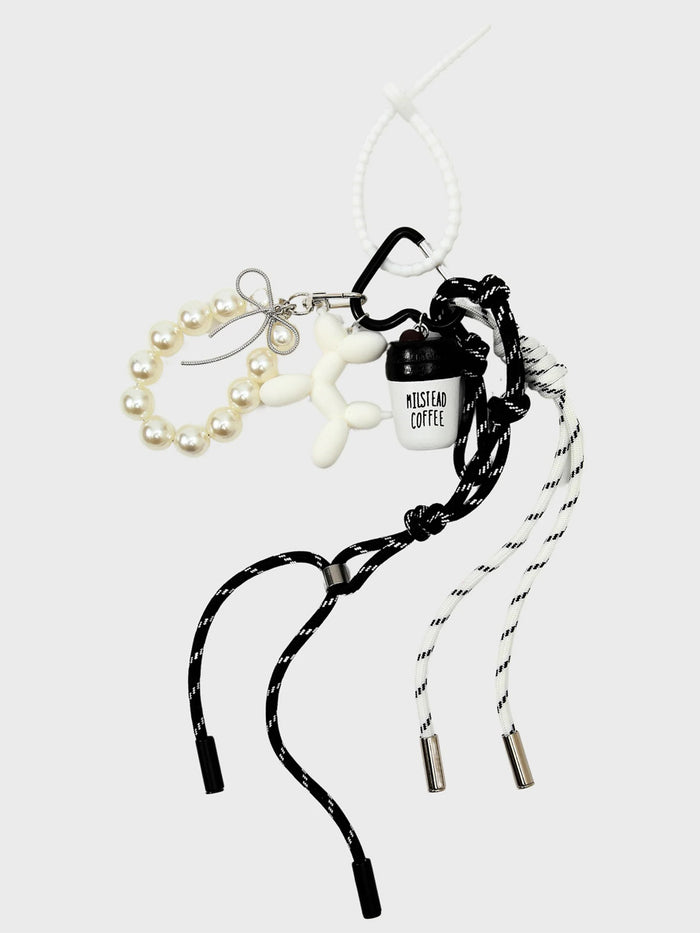 Sticky Bestie Bag Charm Set Valkoinen Musta